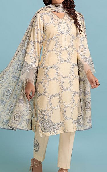 Bonanza Cream Lawn Suit | Pakistani Lawn Suits- Image 1