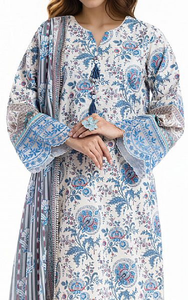 Bonanza Off White/Blue Lawn Suit | Pakistani Lawn Dress in USA- Image 2