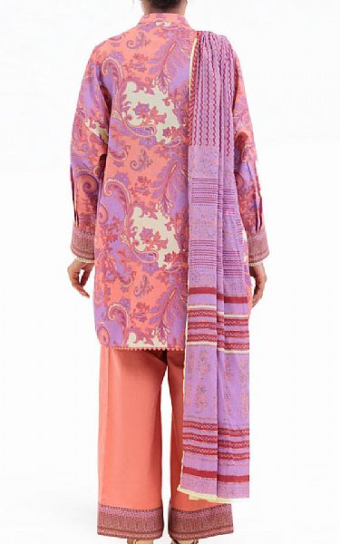 Bonanza Coral Pink/Lavender Lawn Suit | Pakistani Lawn Dress in USA- Image 2