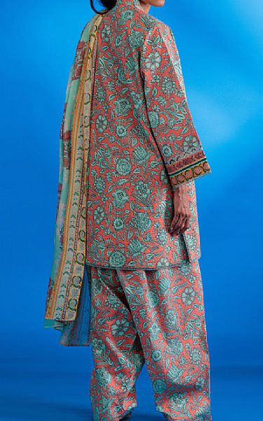 Bonanza Light Coral/Summer Green Lawn Suit | Pakistani Lawn Dress in USA- Image 2