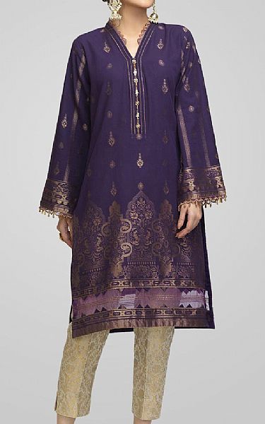 Bonanza Indigo Jacquard Kurti | Pakistani Dresses in USA- Image 1
