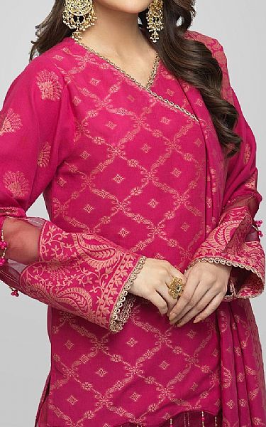 Bonanza Shocking  Pink Jacquard Suit | Pakistani Dresses in USA- Image 2