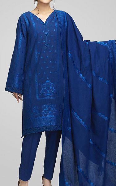 Bonanza Royal Blue Jacquard Suit | Pakistani Dresses in USA- Image 1
