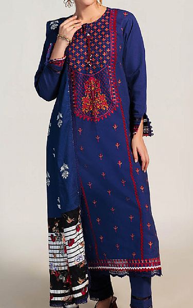 Bonanza Navy Blue Khaddar Suit | Pakistani Winter Dresses in USA- Image 1