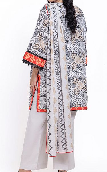 Bonanza Light Grey/Black Karandi Suit | Pakistani Winter Dresses in USA- Image 2