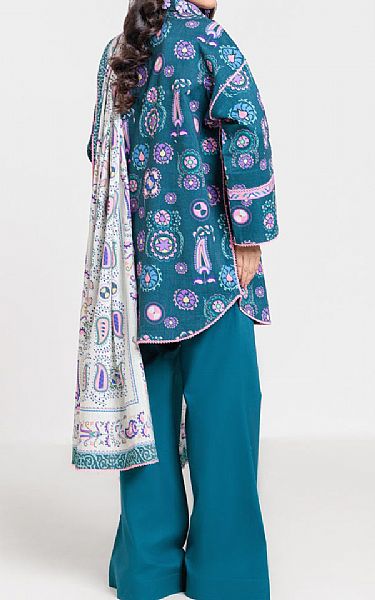 Bonanza Teal Cross Hatch Suit | Pakistani Winter Dresses in USA- Image 2