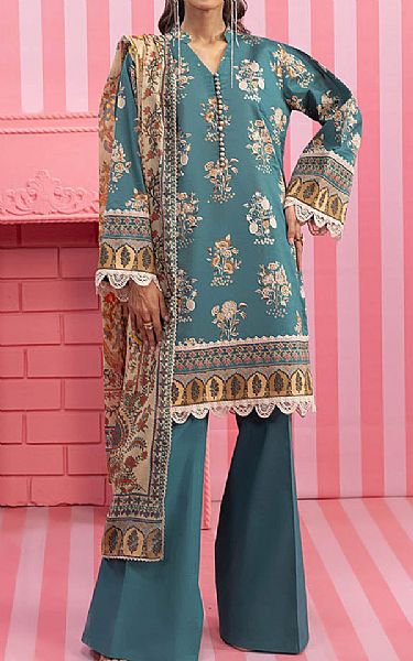 Bonanza Greyish Turquoise Lawn Suit (2 pcs) | Pakistani Lawn Dress in USA- Image 1