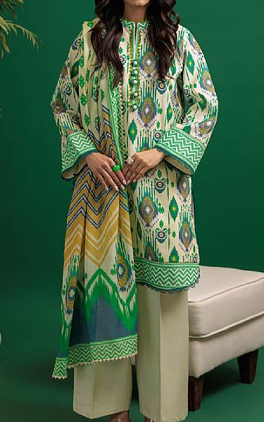 Bonanza Off White/Green Lawn Suit (2 pcs) | Pakistani Lawn Dress in USA- Image 1