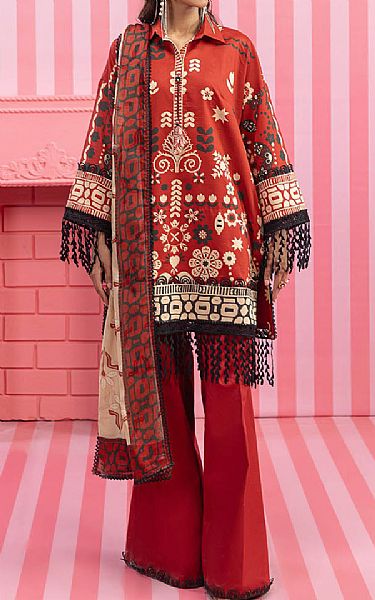 Bonanza Pale Red Lawn Suit (2 pcs) | Pakistani Lawn Dress in USA- Image 1