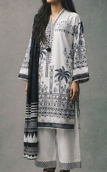 Bonanza White/Black Lawn Suit | Pakistani Lawn Dress in USA- Image 1