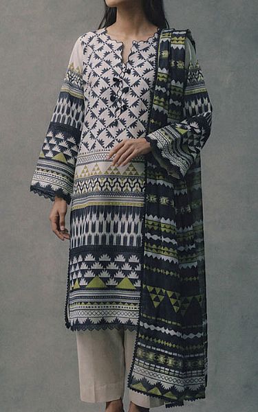 Bonanza Ivory/Black Lawn Suit | Pakistani Lawn Dress in USA- Image 1
