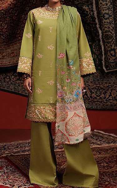 Bonanza Green Cambric Suit | Pakistani Lawn Dress in USA- Image 1