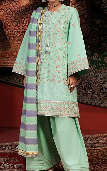 Bonanza Mint Green Cambric Suit | Pakistani Lawn Dress in USA- Image 1