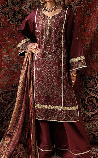 Bonanza Wine Berry Cambric Suit | Pakistani Lawn Dress in USA- Image 1