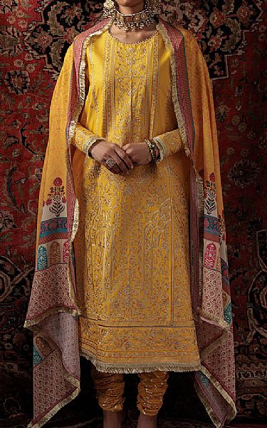 Bonanza Mustard Cambric Suit | Pakistani Lawn Dress in USA- Image 1