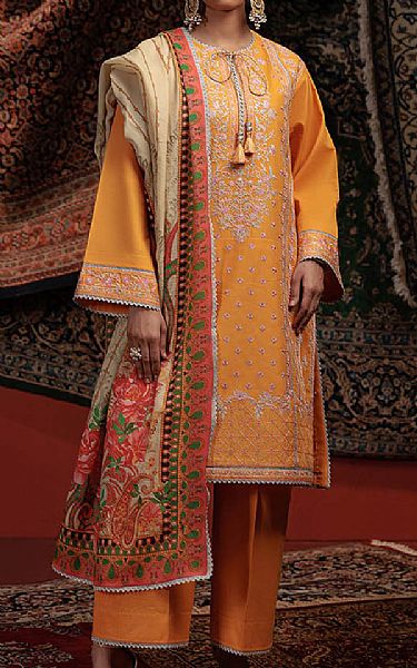Bonanza Orange Cambric Suit | Pakistani Lawn Dress in USA- Image 1