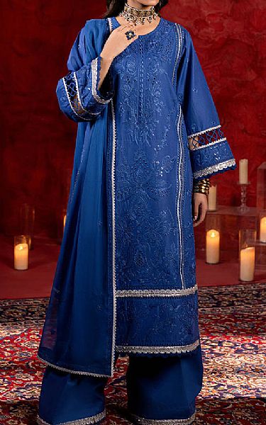 Bonanza Royal Blue Cambric Suit | Pakistani Lawn Dress in USA- Image 1