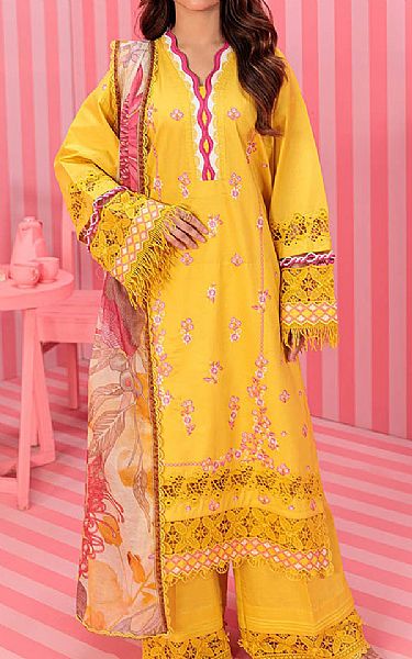 Bonanza Golden Yellow Cambric Suit | Pakistani Lawn Dress in USA- Image 1