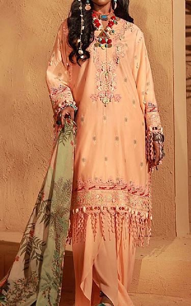 Bonanza Peach Cambric Suit | Pakistani Lawn Dress in USA- Image 1