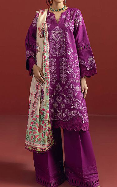 Bonanza Egg Plant Cambric Suit | Pakistani Lawn Dress in USA- Image 1