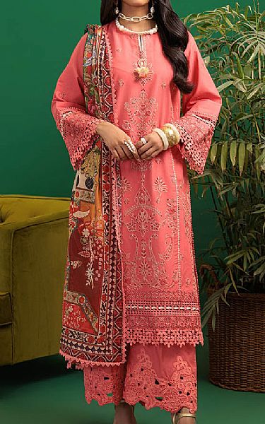 Bonanza Salmon Pink Cambric Suit | Pakistani Lawn Dress in USA- Image 1