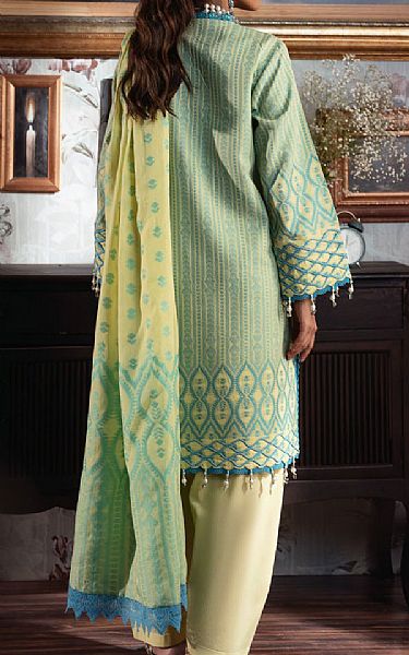 Bonanza Green/Pale Yellow Jacquard Suit | Pakistani Lawn Dress in USA- Image 2