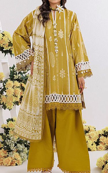 Bonanza Satin Sheen Gold Lawn Suit | Pakistani Lawn Dress in USA- Image 1