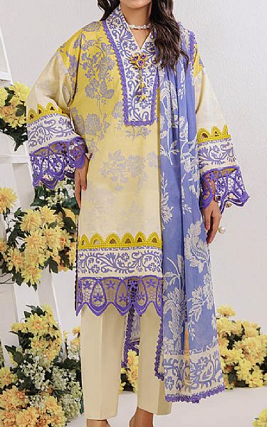 Bonanza Yellow/Purple Lawn Suit | Pakistani Lawn Dress in USA- Image 1
