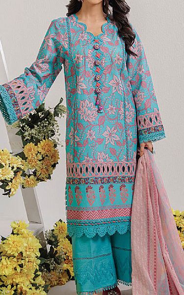 Bonanza Teal Lawn Suit | Pakistani Lawn Dress in USA- Image 1
