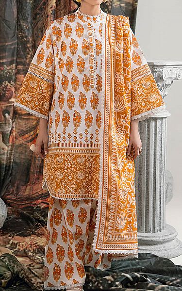 Bonanza White/Mustard Lawn Suit | Pakistani Lawn Dress in USA- Image 1