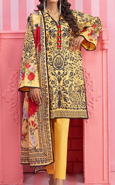 Bonanza Yellow Lawn Suit | Pakistani Lawn Dress in USA- Image 1