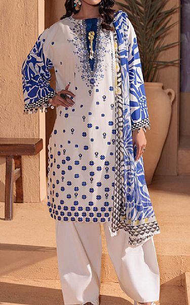 Bonanza Off White/Blue Lawn Suit | Pakistani Lawn Dress in USA- Image 1