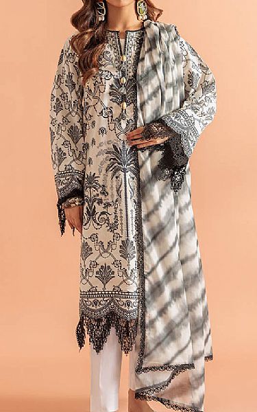 Bonanza Off White/Black Lawn Suit | Pakistani Lawn Dress in USA- Image 1
