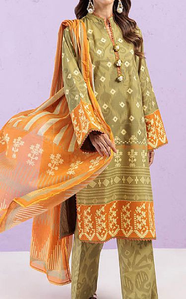 Bonanza Olive Lawn Suit | Pakistani Lawn Dress in USA- Image 1