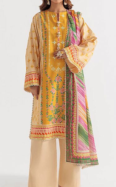 Bonanza Mustard/Ivory Lawn Suit | Pakistani Lawn Dress in USA- Image 1