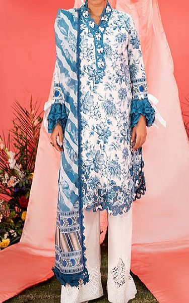 Bonanza Off White/Blue Lawn Suit (2 pcs) | Pakistani Lawn Dress in USA- Image 1