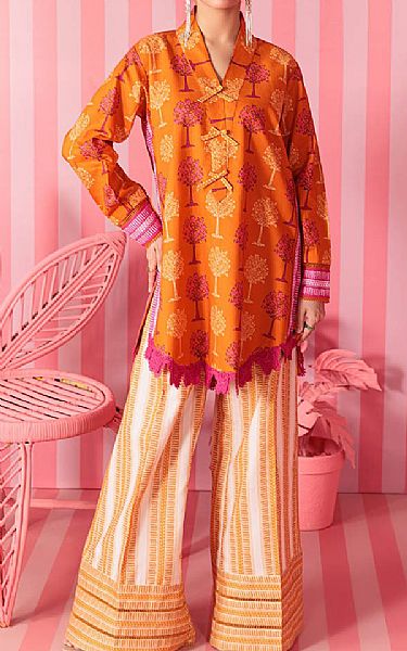 Bonanza Bright Orange Lawn Suit (2 pcs) | Pakistani Lawn Dress in USA- Image 1