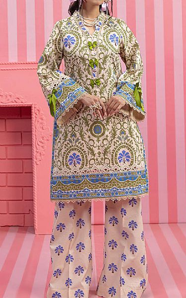Bonanza Off White/Green Lawn Suit (2 pcs) | Pakistani Lawn Dress in USA- Image 1