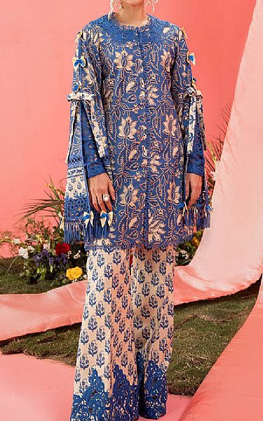 Bonanza Blue/Ivory Lawn Suit (2 pcs) | Pakistani Lawn Dress in USA- Image 1