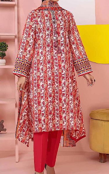 Bonanza Red/White Lawn Suit | Pakistani Dresses in USA- Image 1