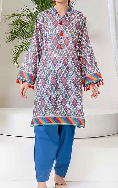 Bonanza White/Denim Blue Lawn Suit | Pakistani Dresses in USA- Image 1