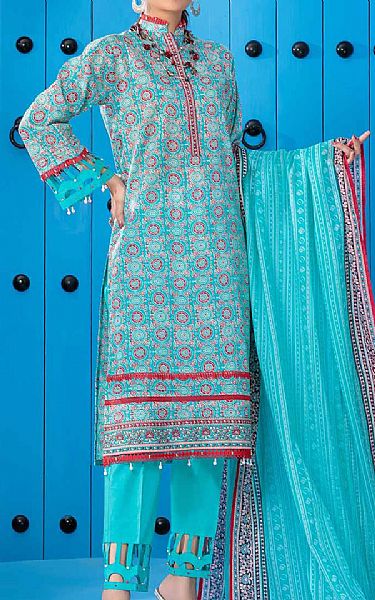 Bonanza Cyan Lawn Suit | Pakistani Dresses in USA- Image 1