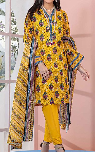 Bonanza Golden Yellow Lawn Suit (2 Pcs) | Pakistani Dresses in USA- Image 1