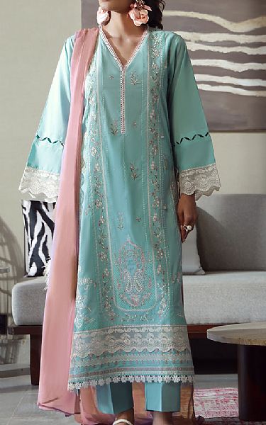 Buzzazi Light Turquoise Lawn Suit | Pakistani Lawn Dress in USA- Image 1