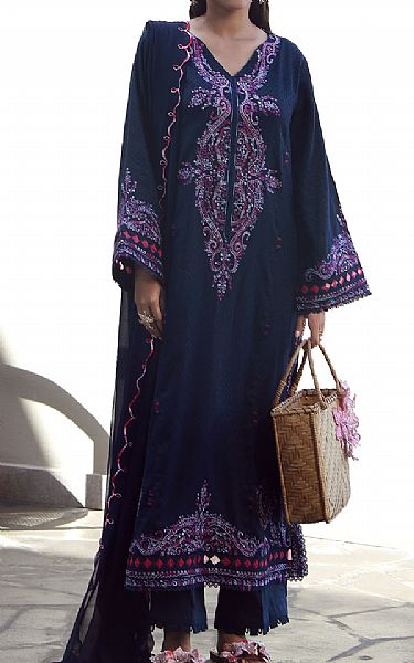 Buzzazi Navy Lawn Suit | Pakistani Lawn Dress in USA- Image 1