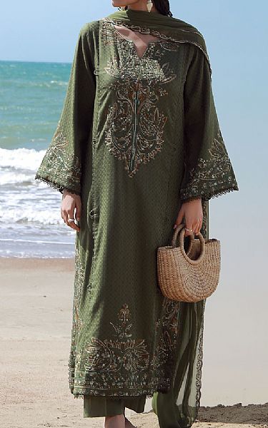 Buzzazi Green Lawn Suit | Pakistani Lawn Dress in USA- Image 1
