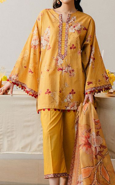 Buzzazi Mustard Lawn Suit | Pakistani Lawn Dress in USA- Image 1