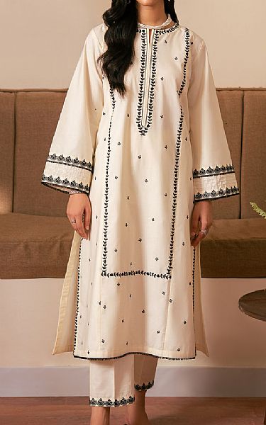 Buzzazi Off-white Cotton Suit (2 pcs) | Pakistani Winter Dresses in USA- Image 1