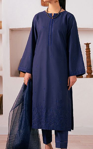 Buzzazi Oxford Blue Cotton Suit | Pakistani Winter Dresses in USA- Image 1