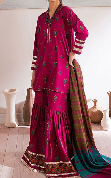 Buzzazi Hot Pink Cotton Suit | Pakistani Winter Dresses in USA- Image 1